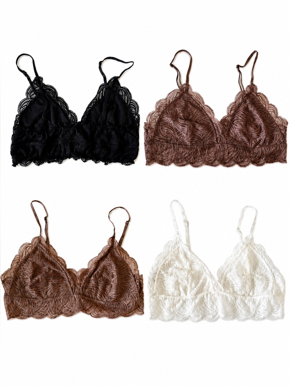 Aritzia 4 x Talula Lace Bralette - Black, Brown, Taupe, Cream SZ M
